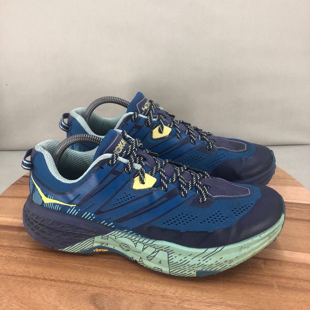 Hoka One One Speedgoat 3 Womens Trail Running Shoes Blue Yellow Size 11
